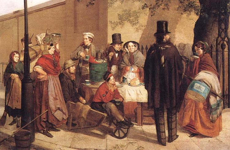 Charles Hunt A Coffee Stall Westminster oil painting picture